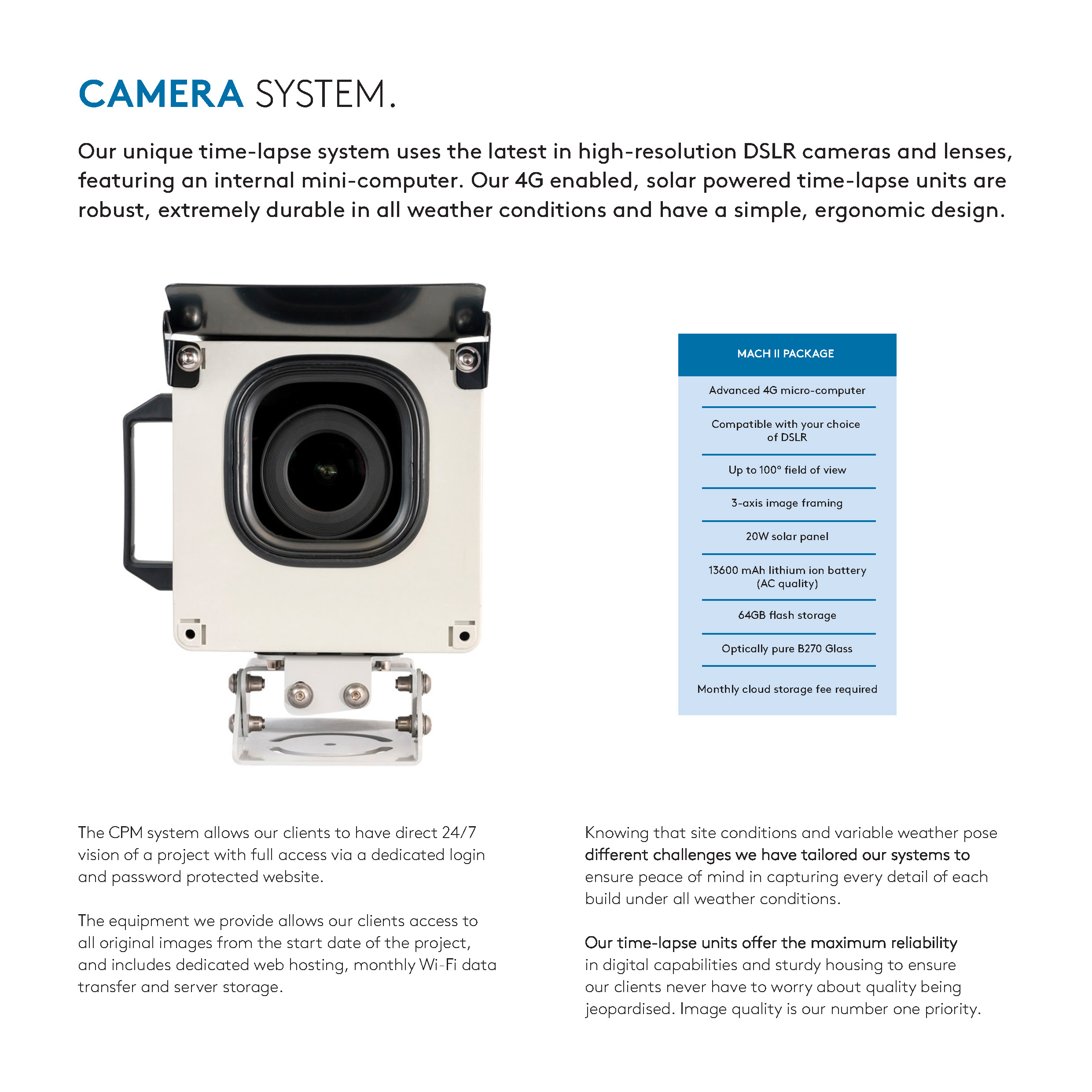 Brisbane Construction Time Lapse camera system showing detailed features and setup