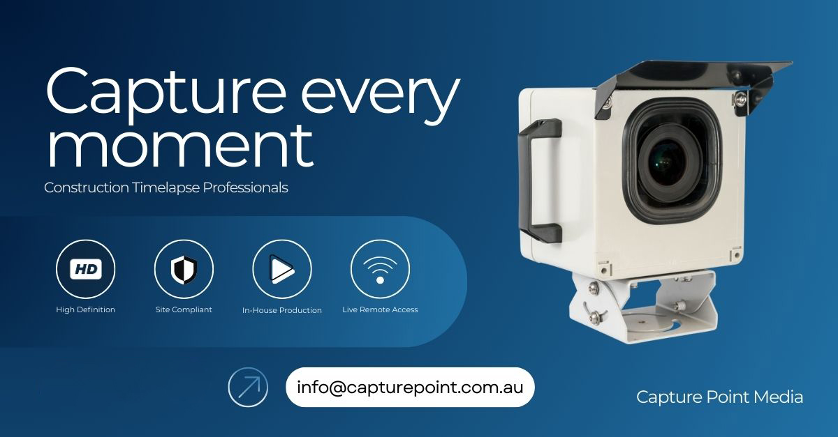 Weatherproof construction time-lapse camera mounted on site for monitoring and project documentation